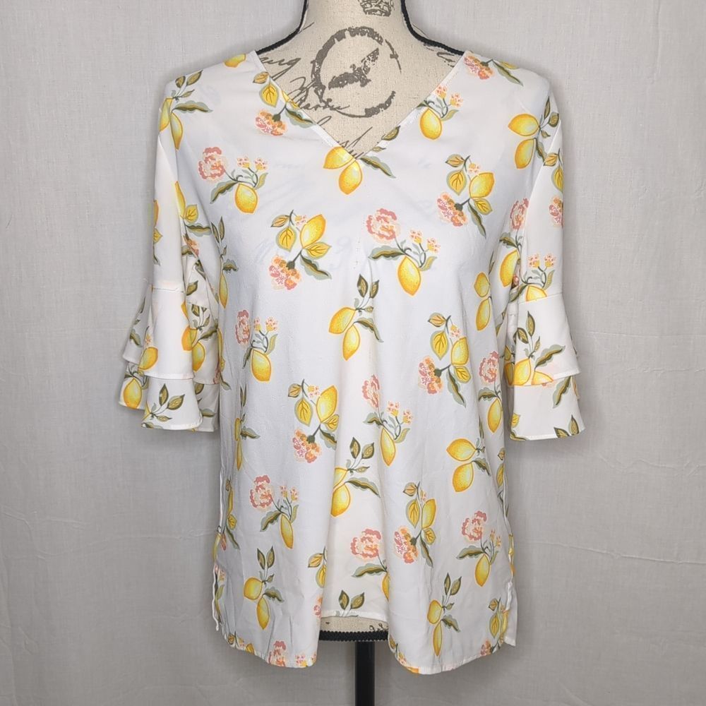 LOFT Lemon Blouse Size Small EUC